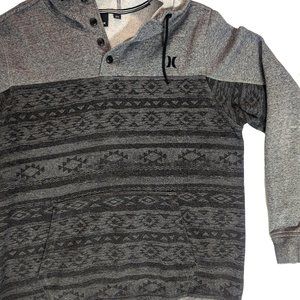 Hurley Gray Tapa Beach Hoodie Sz XL Surf Beach Thick